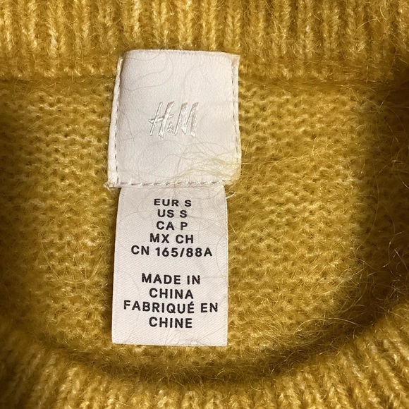H&M Sweater Women Wool Blend Size S Cropped Long Sleeves Fall Yellow - Picture 7 of 8